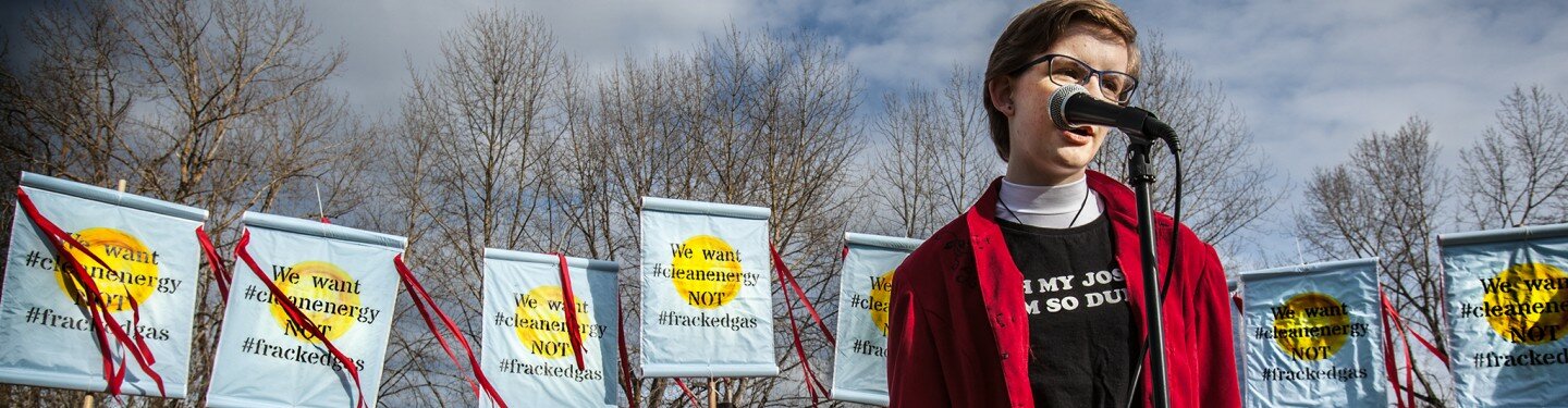 Cambria Keely speeking at anti-methanol rally and eagle releast, January 2017, Longview WA.